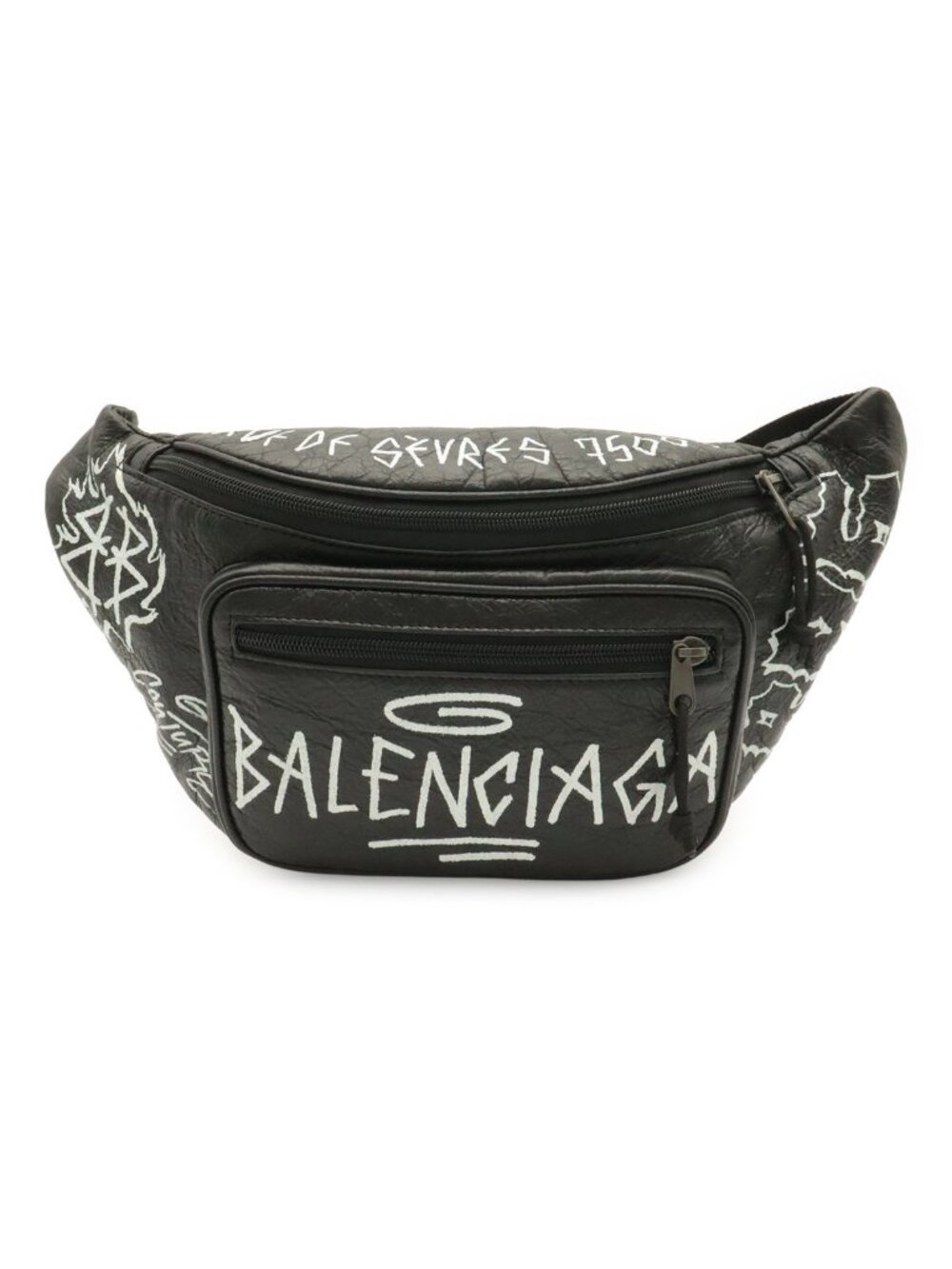 Balenciaga Graffiti Explorer Belt Bag Waist Pouch Alina Leather Black White